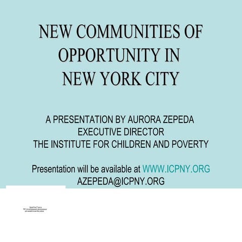 The New Communities of Opportunity Model of Intervention