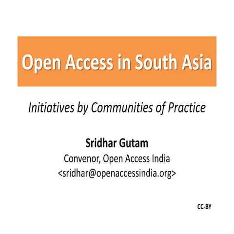 Communities of practices for open access