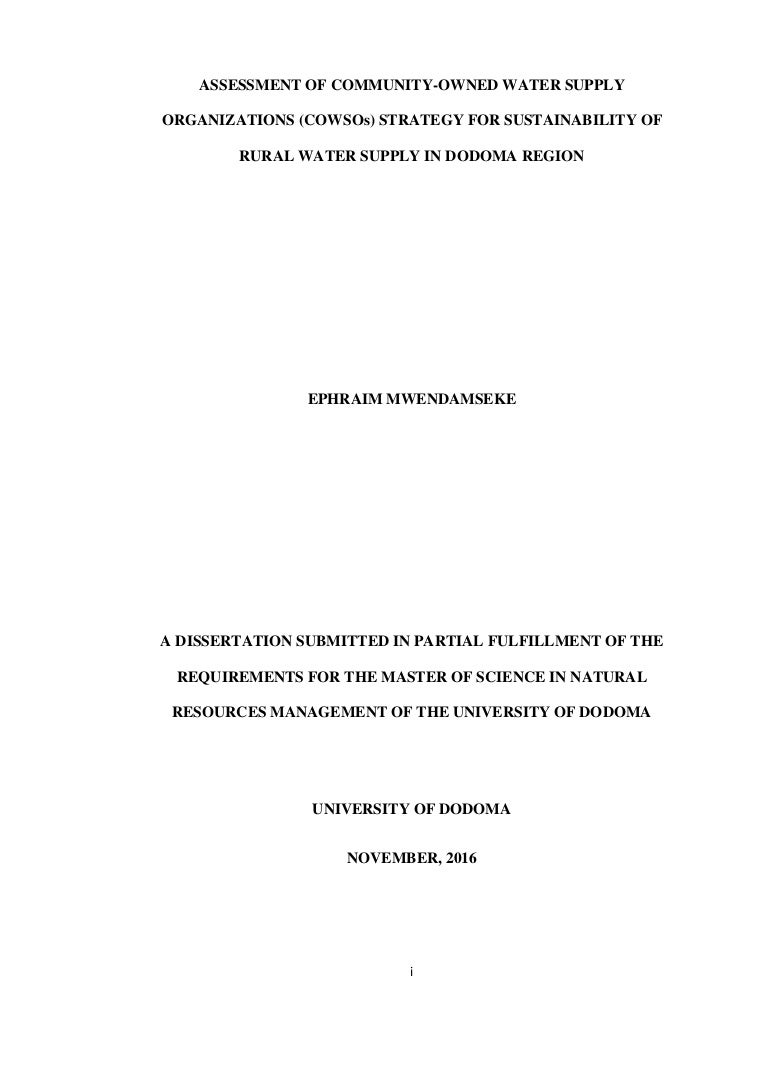 A dissertation submitted in partial fulfilment of the requirements