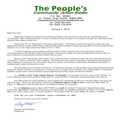 Community  Support Ltr ( Better  Dads  V I  Program)