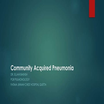Community Acquired Pneumonia Dr Ellahi Bakhsh