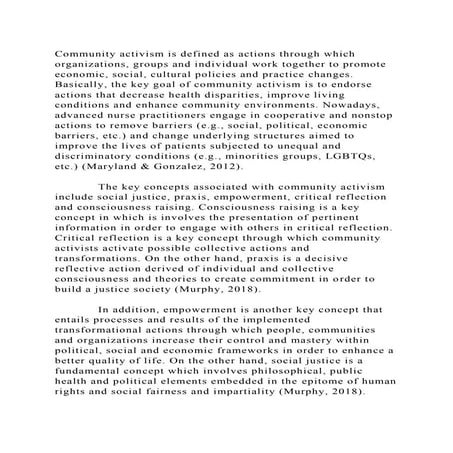 Community activism is defined as actions through which organizations.docx