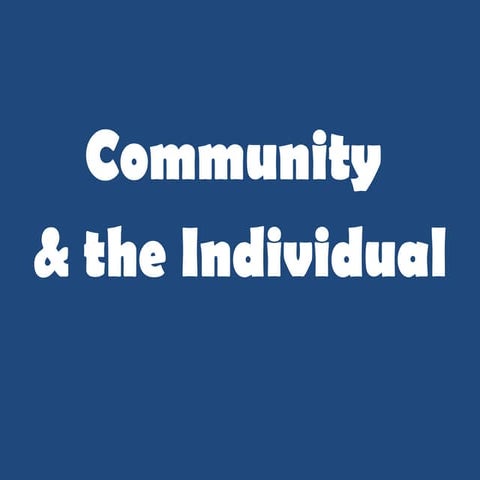 Community And The Individual