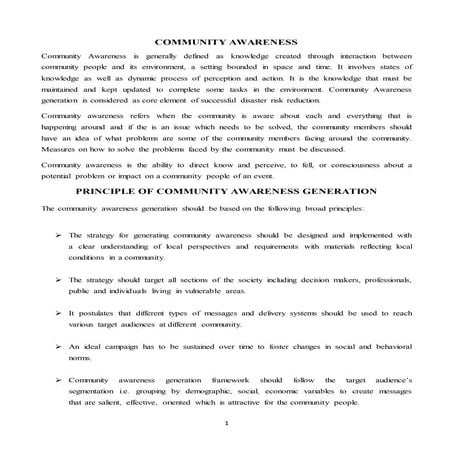 Community awareness