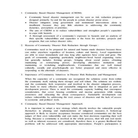 Community based disaster management1