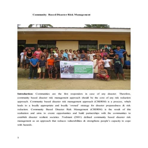 Community based disaster risk management