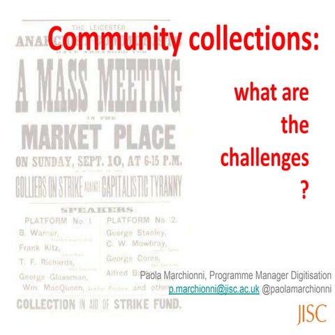 Community collections: what are the challenges? 