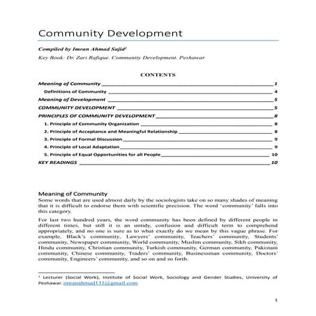Community development concept and principles-imran ahmad sajid