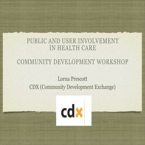 Community development workshop jan 2012