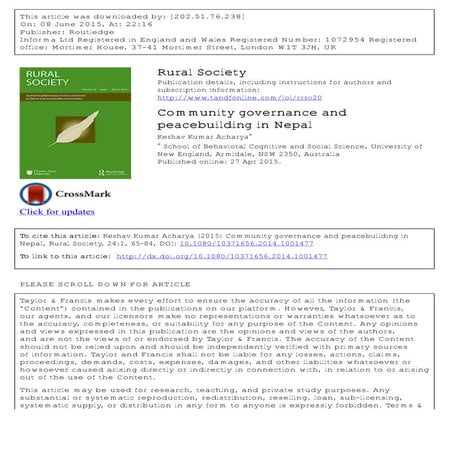 Community governance and peacebuilding