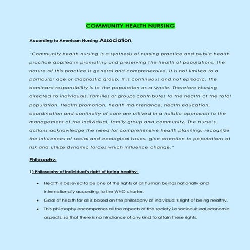 Community health nursing