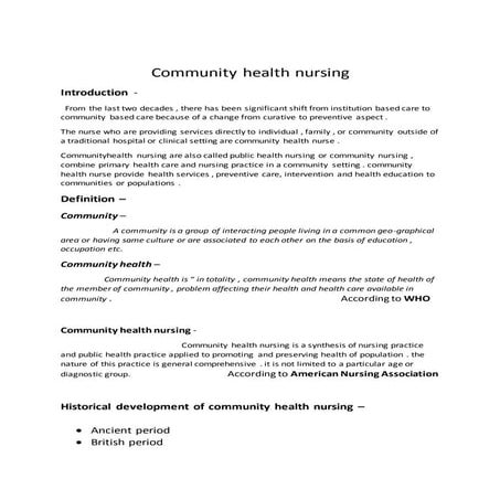 Scope of community health Nursing | PPT