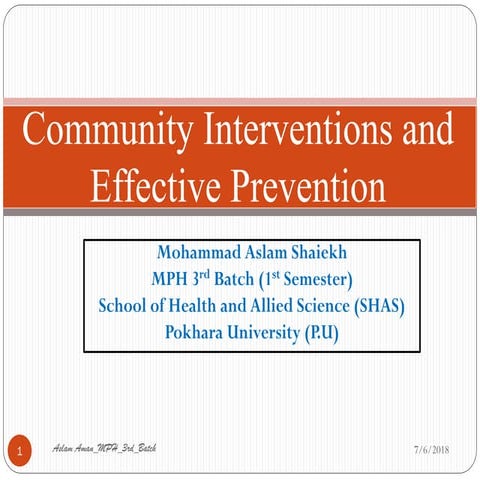 Community Intervention (From Article Review)