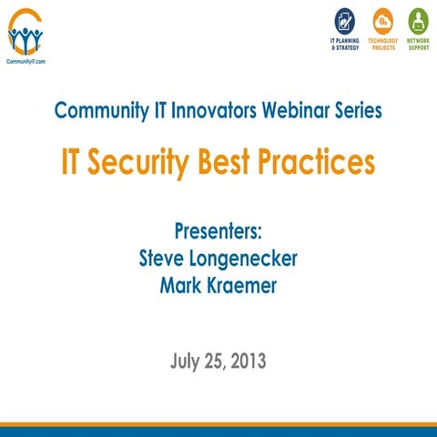 Community IT Innovators - IT Security Best Practices