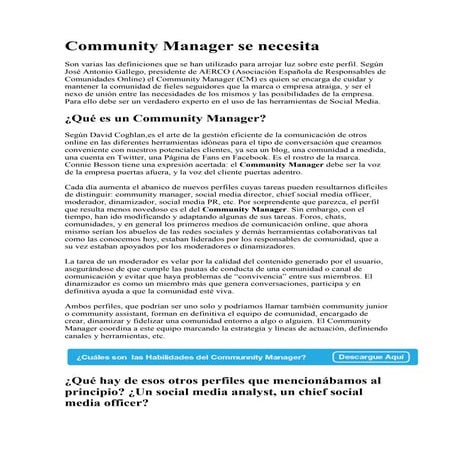 Community manager se necesita
