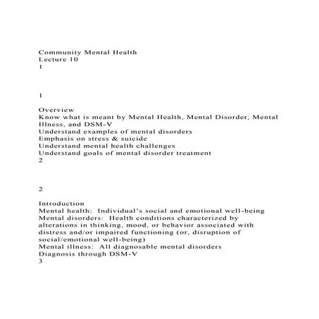 Community Mental HealthLecture 1011OverviewKno.docx