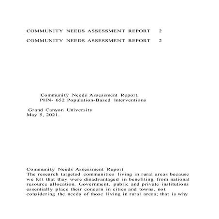 ASSESSING COMMUNITY HEALTH AND DEVELOPMENT NEEDS: A CASE STUDY OF SITIO ...