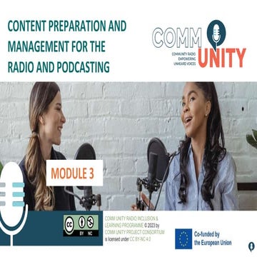 Module 3 Content preparation and management for the radio