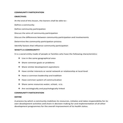 Community participation