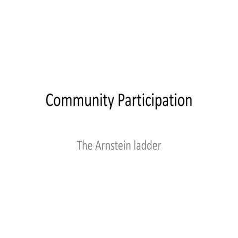Community participation the arnstein ladder