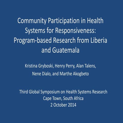 Community participation in Health Systems