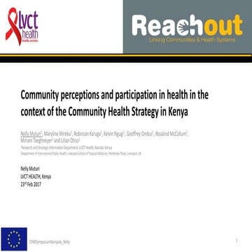 Community perceptions and participation in health in the context of the commu...