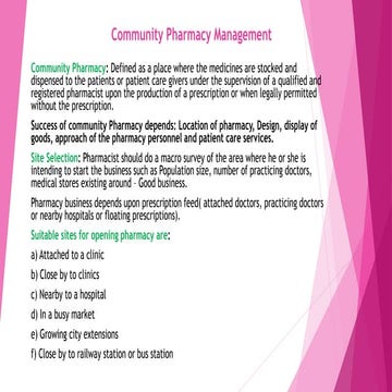 Community pharmacy management