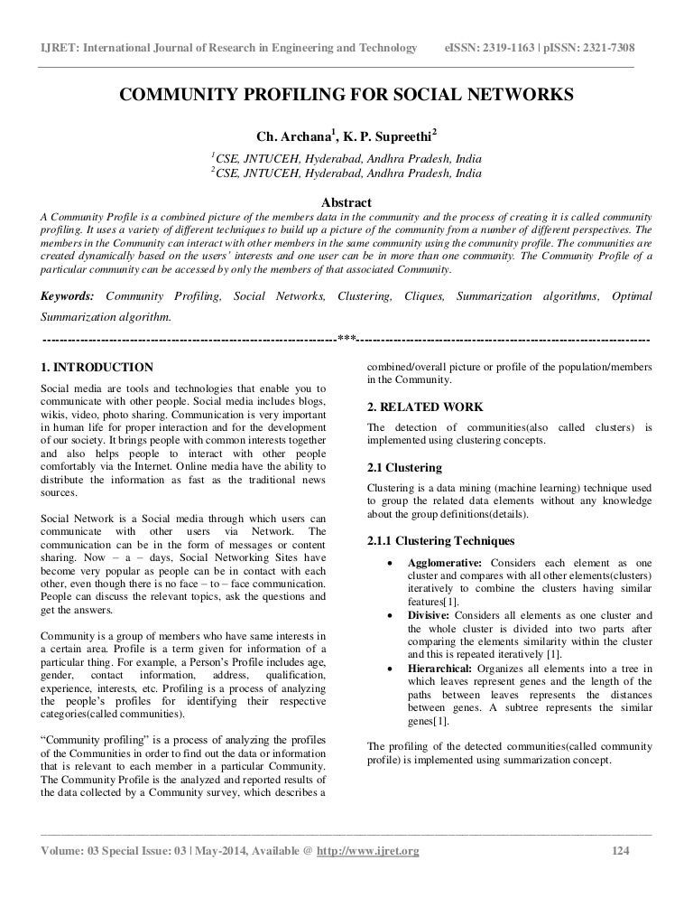 Community profiling for social networks