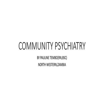Community psychiatry