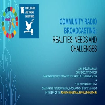 Community radio broadcasting:   realities, needs and challenges