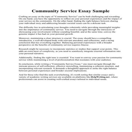 Community Service Essay Sample. Benefits of community service essay experienc...