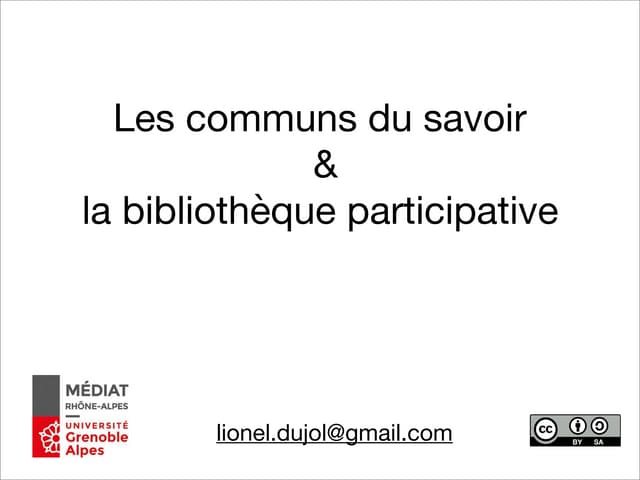 Communs du savoir et Bibliothèques