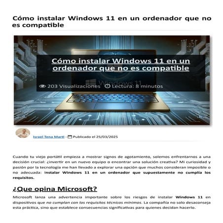 Cómo instalar Windows 11 en un ordenador que no es compatible | PDF