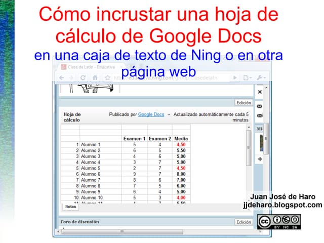 Como Insertar una hoja de cálculo de Google docs