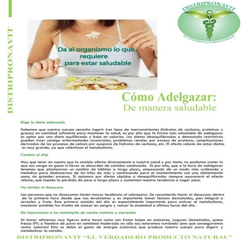 Como adelgazar de manera saludable