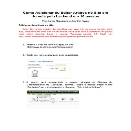 Como adicionar ou editar artigos no Joomla pelo backend