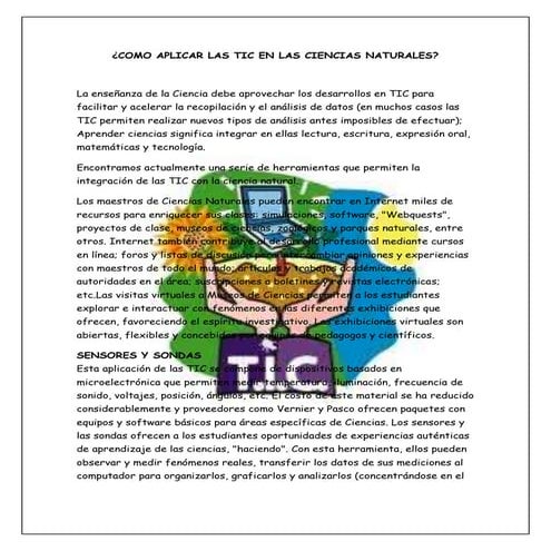 como aplicar las TIC en las ciencias naturales | DOCX