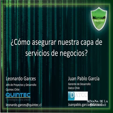 ¿Como Asegurar Nuestra Capa De Servicios De Negocios?