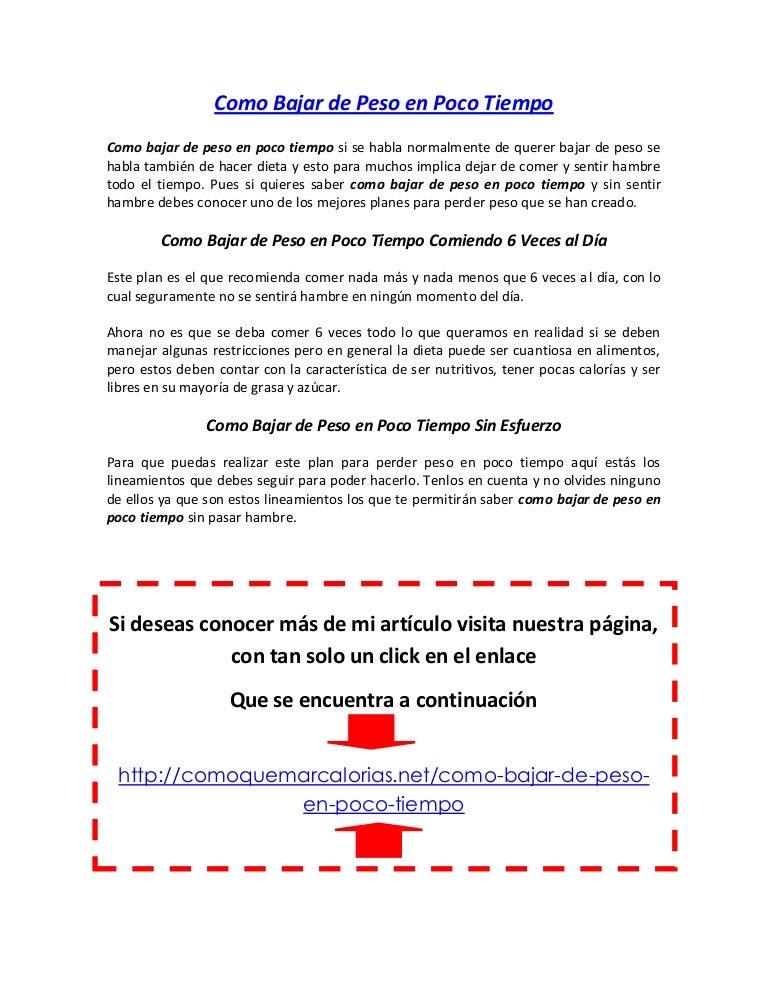 como perder peso en poco tiempo