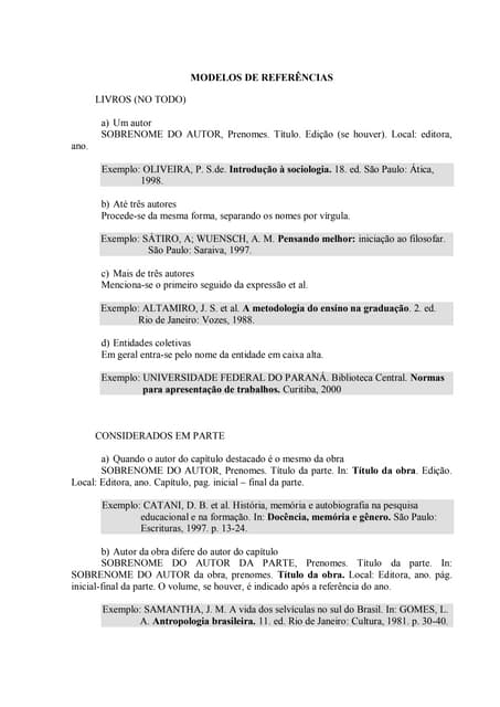 Como colocar as referências segundo...