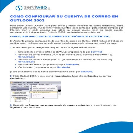 Cómo configurar su cuenta de correo Outlook2003
