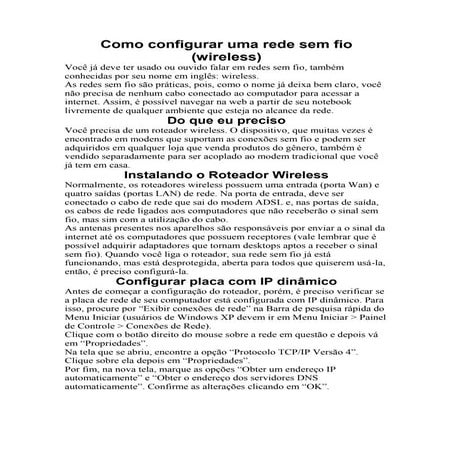 Como configurar uma rede sem fio