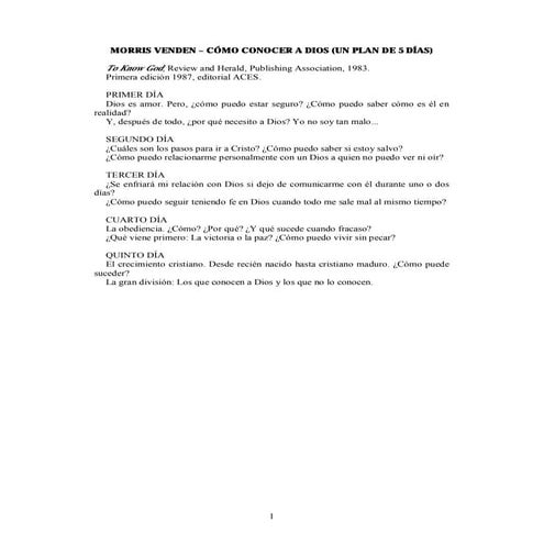Como conocer a dios en 5 dias | PDF