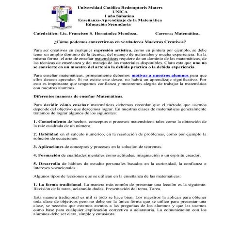 Como convertirnos en maestros creativos