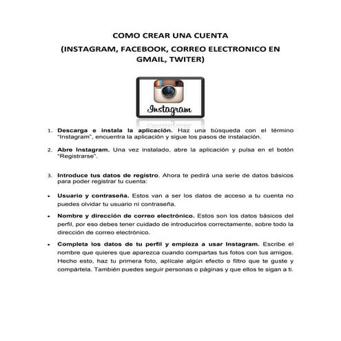 Crear cuenta de facebook paso a paso. | PDF