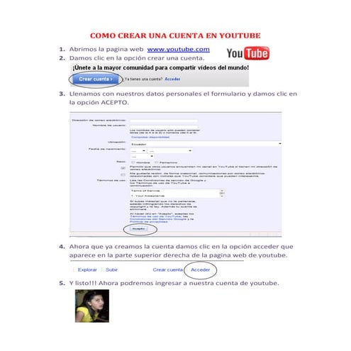 Como crear una cuenta en youtube y subir un video | PPT