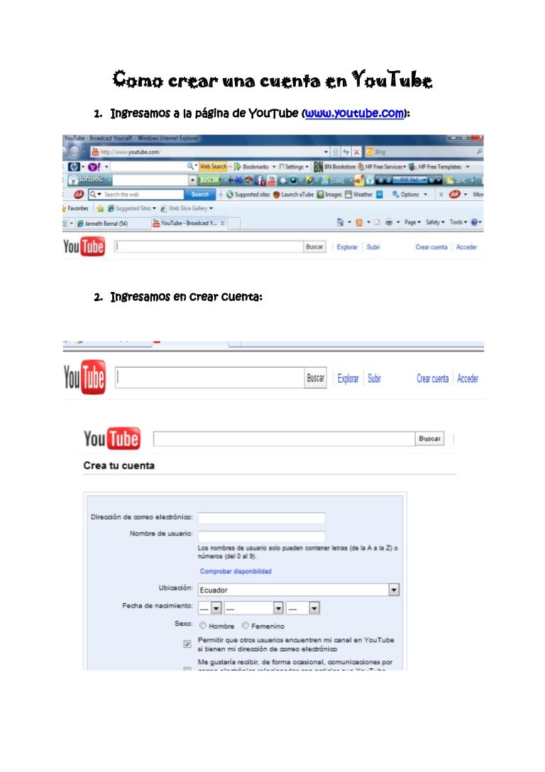 Como crear una cuenta en youtube