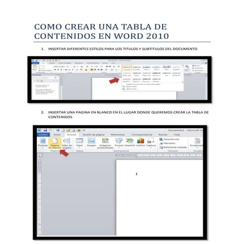 Como crear una tabla de contenidos en word 2010