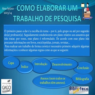 Como elaborar  trabalho   pesquisa