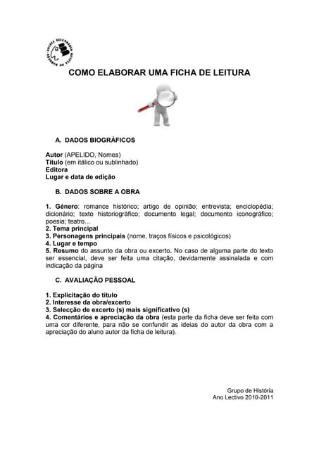 Como elaborar uma ficha de leitura